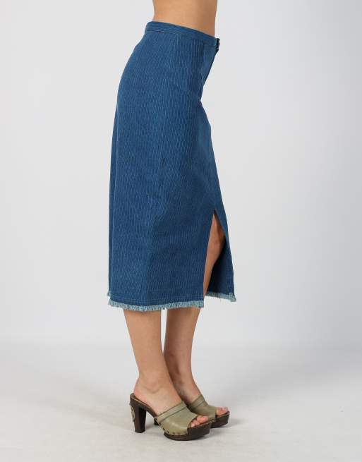 Vintage Unbranded S denim midi skirt in blue, 4 of 4