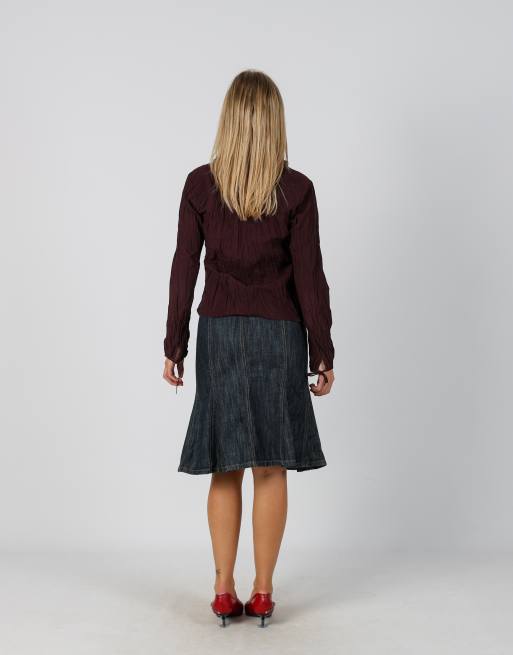 Vintage Unbranded S denim midi skirt in blue, 3 of 4
