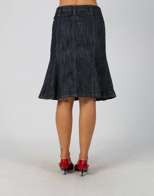 Vintage Unbranded S denim midi skirt in blue, 4 of 4