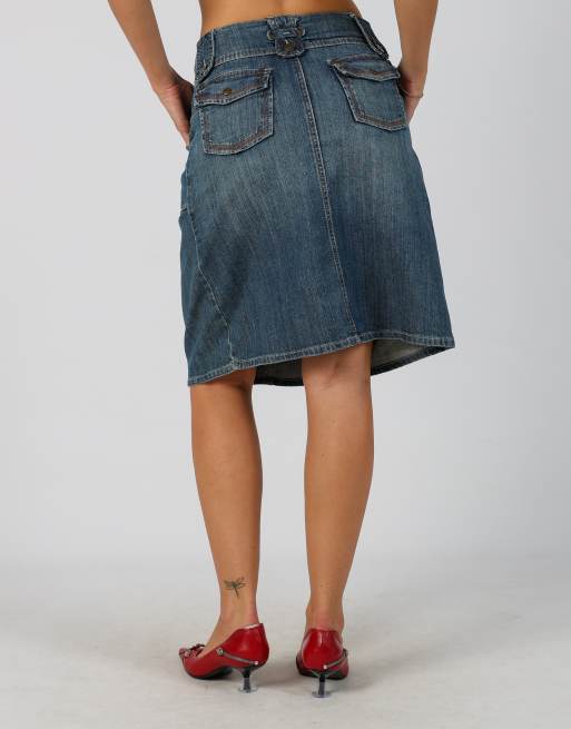 Vintage Unbranded S denim midi skirt in blue, 4 of 4