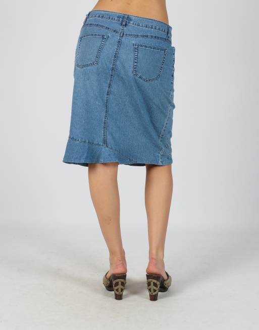 Vintage Unbranded S denim midi skirt in light blue, 4 of 4