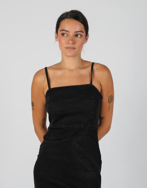 Vintage Unbranded S denim mini dress in black, 4 of 4