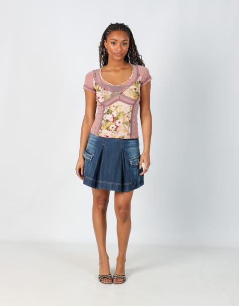 Vintage Unbranded S denim mini skirt in blue - view 1