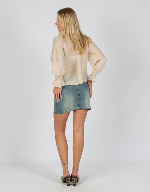 Vintage Unbranded S denim mini skirt in blue, 3 of 4