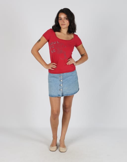 Vintage Unbranded S denim mini skirt in blue
