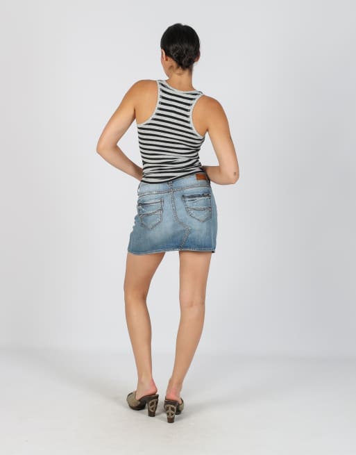 Vintage Unbranded S denim mini skirt in blue, 3 of 4