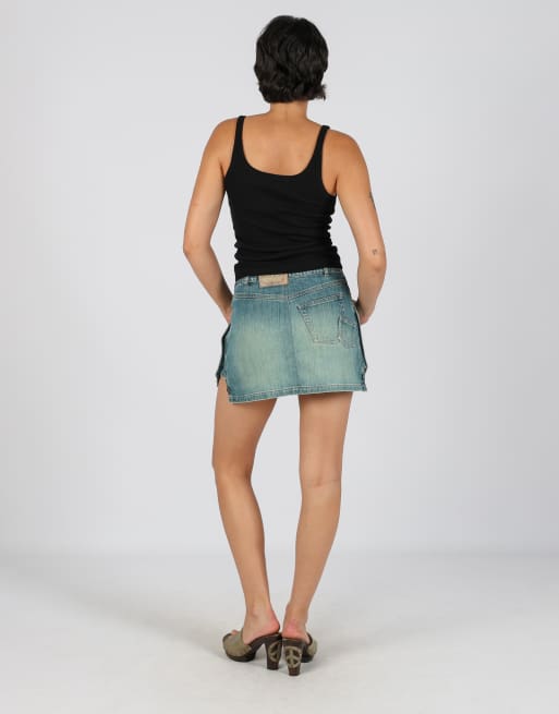 Vintage Unbranded S denim mini skirt in blue, 3 of 4