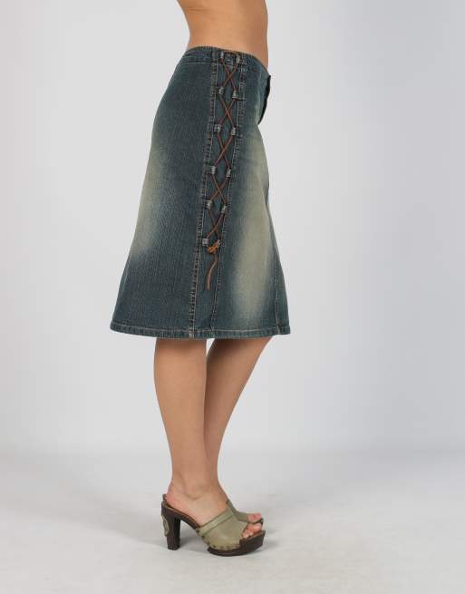 Vintage Unbranded S denim mini skirt in blue, 2 of 4
