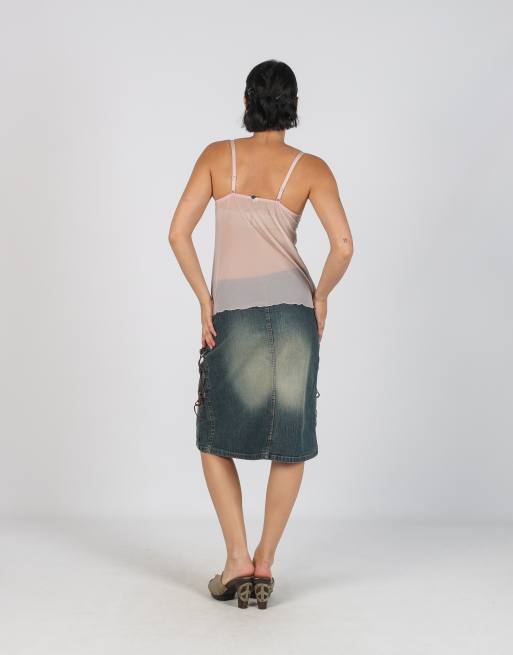 Vintage Unbranded S denim mini skirt in blue, 3 of 4