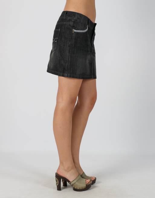 Vintage Unbranded S denim mini skirt in charcoal grey, 2 of 4