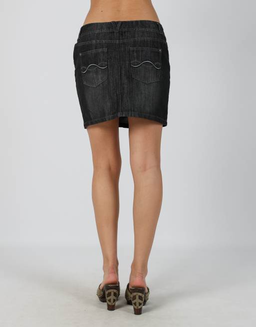 Vintage Unbranded S denim mini skirt in charcoal grey, 4 of 4