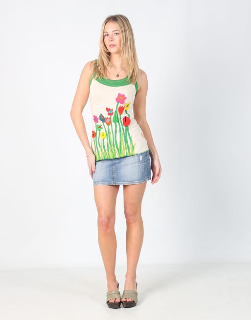 Vintage Unbranded S denim mini skirt in light blue