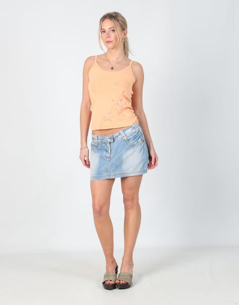 Vintage Unbranded S denim mini skirt in light blue - view 1