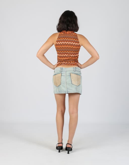 Vintage Unbranded S denim mini skirt in light blue, 3 of 4