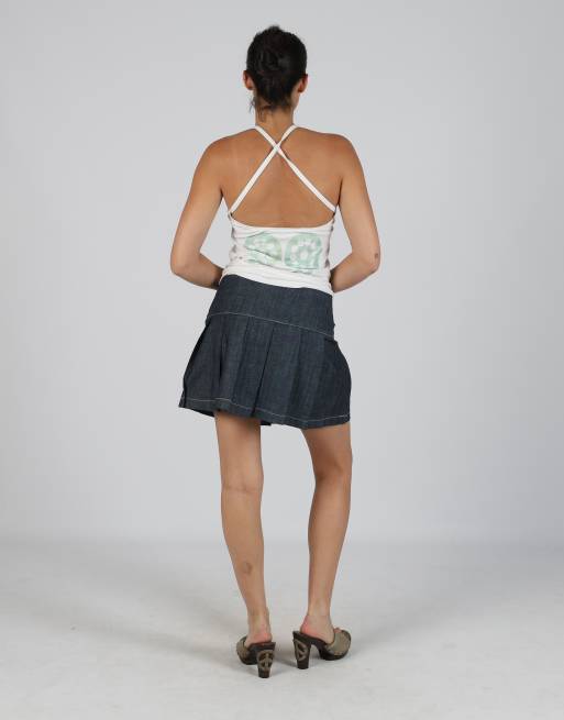 Vintage Unbranded S denim mini skirt in navy blue, 3 of 4