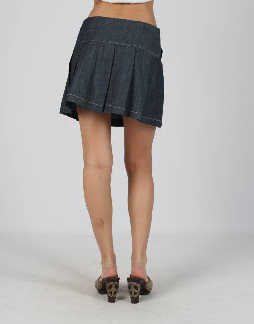 Vintage Unbranded S denim mini skirt in navy blue, 4 of 4
