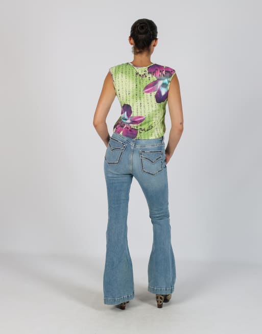 Vintage Unbranded S flare jeans in blue, 3 of 4