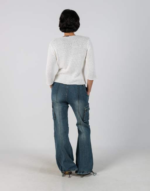 Vintage Unbranded S flare jeans in blue, 3 of 4