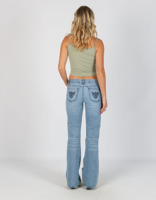 Vintage Unbranded S flare jeans in light blue, 3 of 4