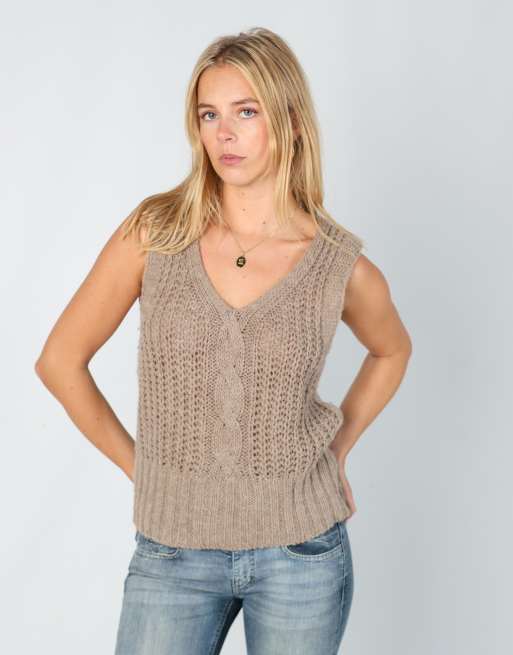 Vintage Unbranded S knitted jumper in beige