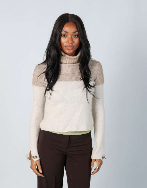 Vintage Unbranded S knitted jumper in beige