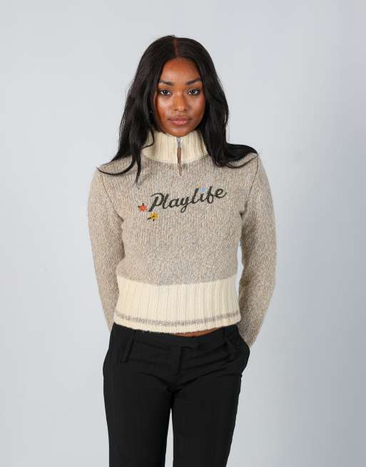Vintage Unbranded S knitted jumper in beige
