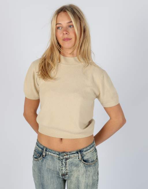 Vintage Unbranded S knitted jumper in beige, 3 of 4