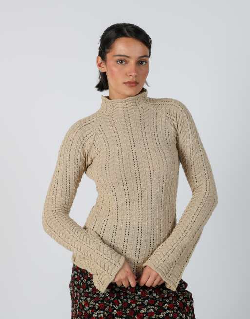 Vintage Unbranded S knitted jumper in beige, 1 of 4
