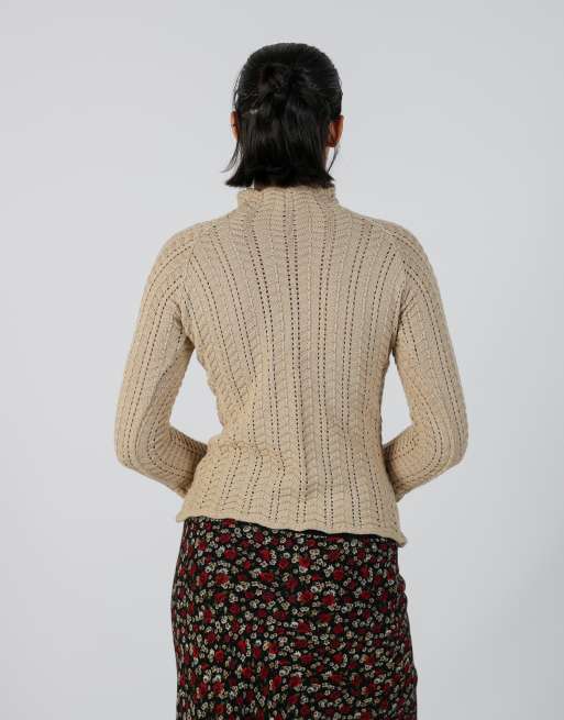 Vintage Unbranded S knitted jumper in beige, 2 of 4