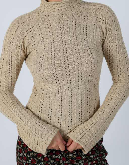 Vintage Unbranded S knitted jumper in beige, 4 of 4