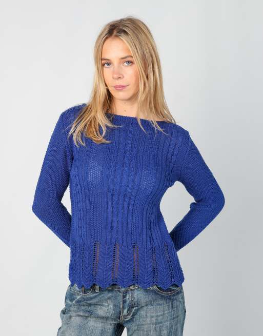 Vintage Unbranded S knitted jumper in blue
