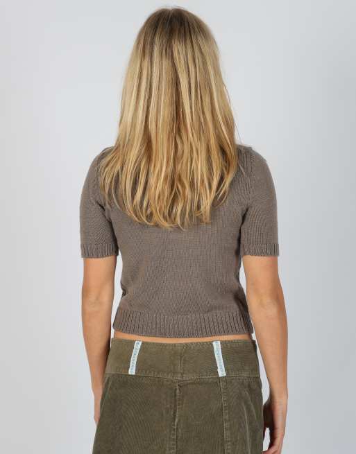 Vintage Unbranded S knitted jumper in brown, 2 of 4