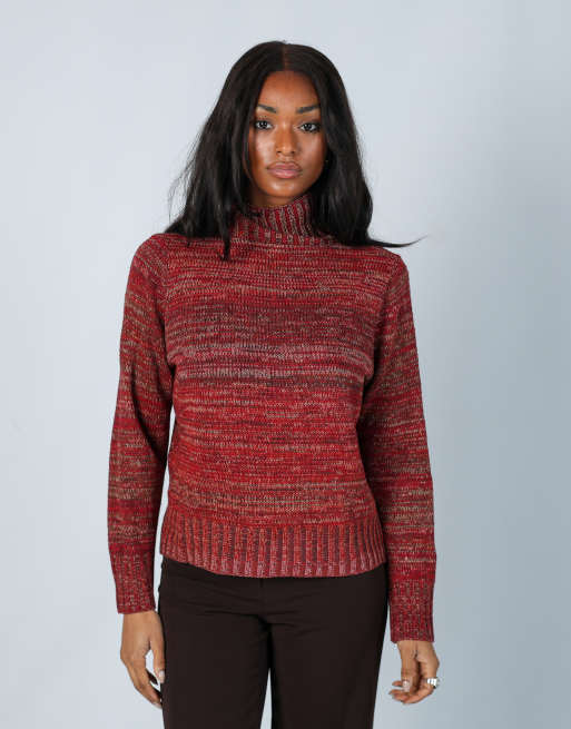 Vintage Unbranded S knitted jumper in burgundy red