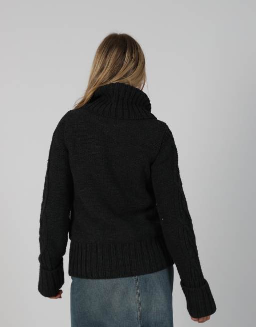 Vintage Unbranded S knitted jumper in charcoal grey, 2 of 4