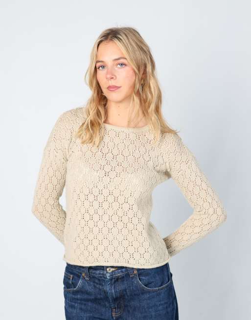 Vintage Unbranded S knitted jumper in cream