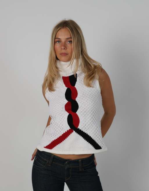 Vintage Unbranded S knitted jumper in cream, 1 of 4