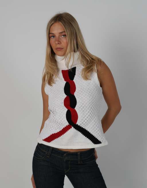 Vintage Unbranded S knitted jumper in cream, 3 of 4