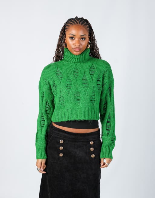 Vintage Unbranded S knitted jumper in dark green