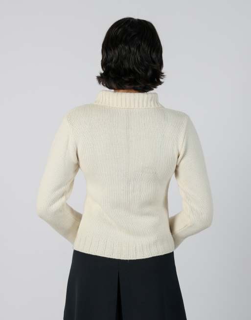 Vintage Unbranded S knitted jumper in ivory, 2 of 4
