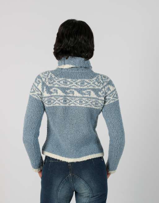 Vintage Unbranded S knitted jumper in light blue, 2 of 4