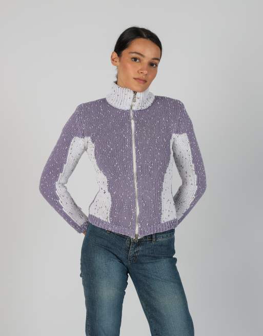 Vintage Unbranded S knitted jumper in lilac purple, 3 of 4