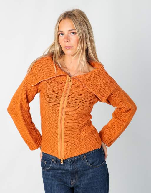 Vintage Unbranded S knitted jumper in orange