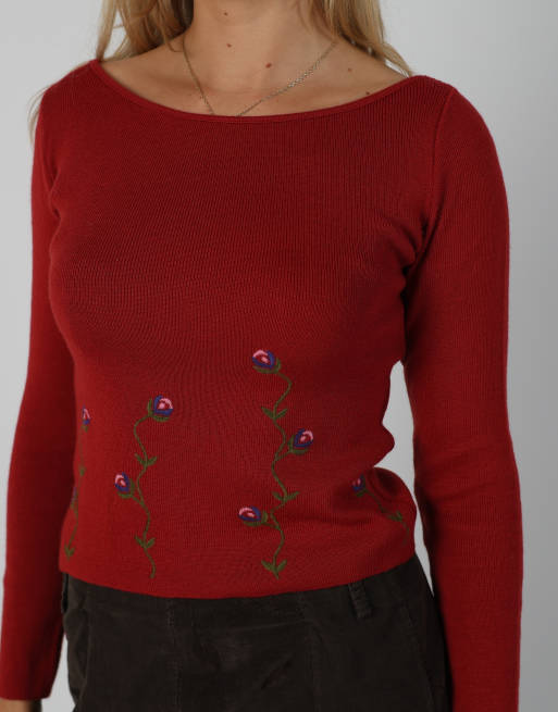 Vintage Unbranded S knitted jumper in red, 4 of 4