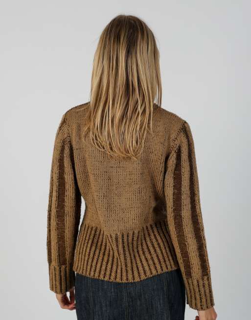 Vintage Unbranded S knitted jumper in tan, 2 of 4