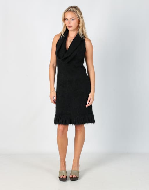 Vintage Unbranded S knitted maxi dress in black