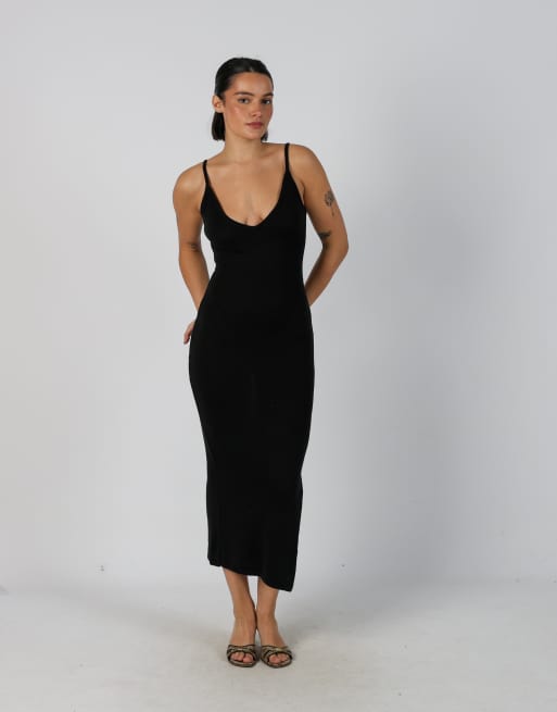 Vintage Unbranded S knitted maxi dress in black, 1 of 4