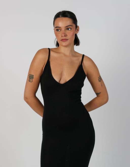 Vintage Unbranded S knitted maxi dress in black, 2 of 4