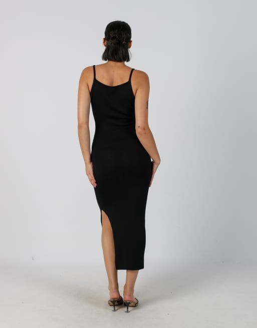 Vintage Unbranded S knitted maxi dress in black, 3 of 4