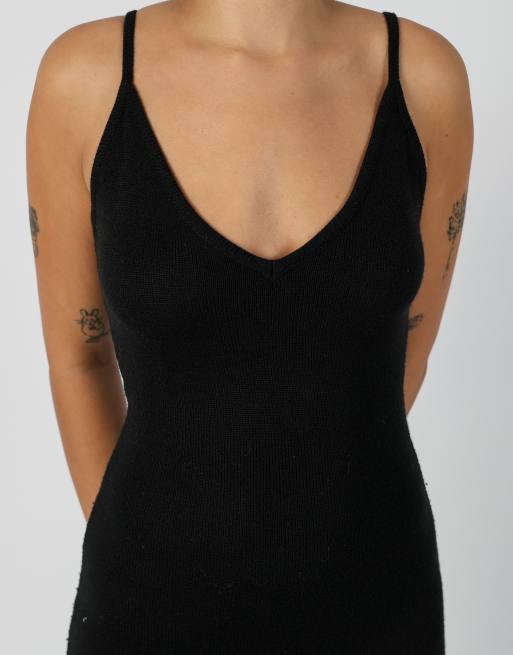 Vintage Unbranded S knitted maxi dress in black, 4 of 4