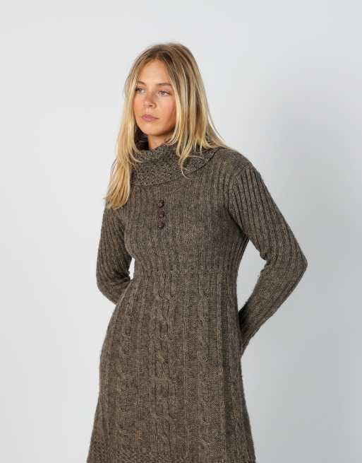 Vintage Unbranded S knitted midi dress in brown, 4 of 4
